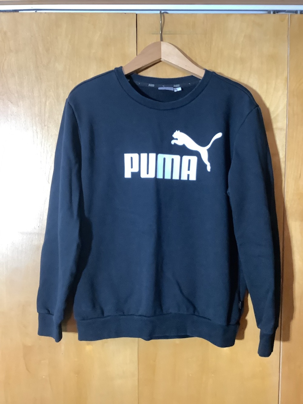 Puma black with white logo sweatshirt, size medium
